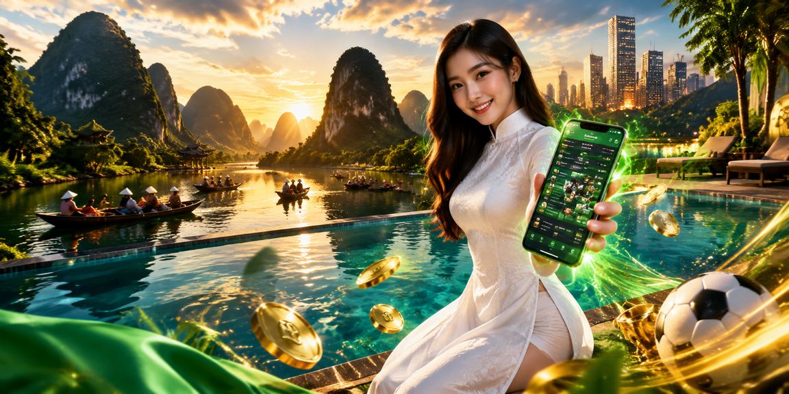 Cô gái mặc áo dài truyền thống Ninh Bình sử dụng ứng dụng tài chính trên điện thoại di động